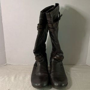 Womens “Naturalizer” Dark Brown Faux Leather Zip Up Boots- Size 8M